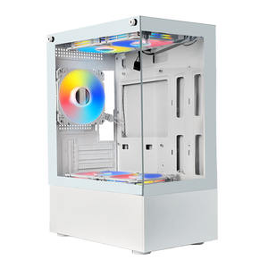 Boîtier <span class=keywords><strong>PC</strong></span> <span class=keywords><strong>Gamer</strong></span> MANMU en Alliage d'Aluminium MicroATX Mid Tower Blanc avec Verre Trempé pour Gamers - Vente Flash - En Stock - Product Image 3
