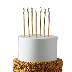 크리스마스 졸업을위한 생일 촛대와 24 샴페인 골드 긴 얇은 케이크 양초 부활절 생일 컵 케이크