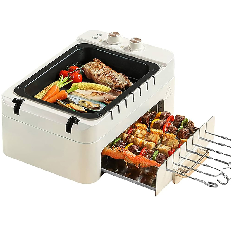 3 In 1 Barbecue elettrico Kebab Grill macchina per spiedini rotanti automatici per uso domestico macchina per Barbecue senza fumo per interni