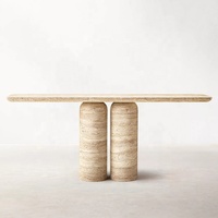 Pierre naturelle beige crème solide deux colonnes basses travertin table couloir console table marbre console table moderne