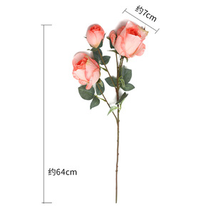 ดอกกุหลาบประดิษฐ์สไตล์วินเทจช่อดอกไม้งานแต่งงานดอกไม้พลาสติกจำลองคุณภาพสูงตกแต่งบ้าน - Product Image 2