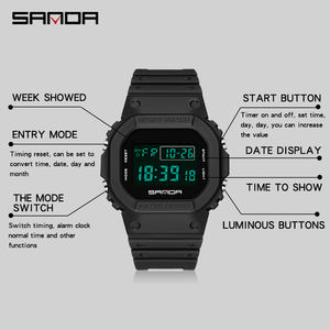 Reloj Digital SANDA 2107 para Hombre, Reloj Deportivo Resistente al Agua para Exteriores, Cronómetro para Correr, Reloj Electrónico LED para Hombre - Product Image 5