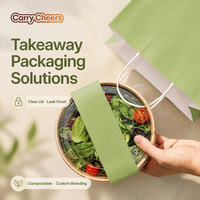 Bols en papier kraft jetables personnalisables avec logo, de qualité alimentaire, pour ramen, nouilles, salades et riz, avec couvercle et manchon en PET/PP, pour le marché.