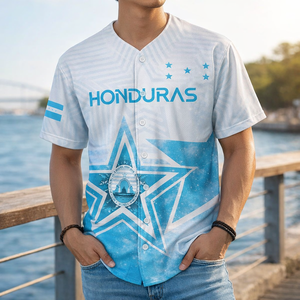 Jersey Baseball Honduras yang Dipersonalisasi, sebuah Negara Berbintang, Persatuan dalam Keharusan, Lengan Pendek, Poliester, Seragam Baseball Nikaragua - Product Image 1