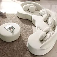 Divano Curvo Sofa Beludru Putih, Ruang Tamu Nordik Modern Santai Sofa Modular Ruang Tamu Sofa Bagian Melengkung