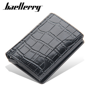 Baellerry Men's Card Holder Crocodile Pattern Multi Slot PU Leather Anti Theft Credit Card <b>Case</b> Everyday Use - Product Image 5