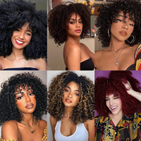 Perruque Afro Kinky Curly Perruques courtes en cheveux synthétiques doux et légers Fibre résistante à la chaleur pour femmes noires