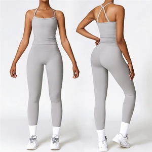 Conjuntos de Yoga al por Mayor para Mujer, Novedad, Ropa Deportiva para Exteriores con Logotipo Personalizado, Conjunto de Gimnasio de Nailon y Spandex - Product Image 1