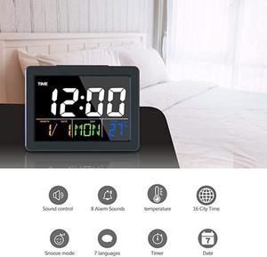 Tốt Nhất Bán Morden Sang Trọng Nhà LED Kỹ Thuật Số Đồng Hồ Báo Thức Màn Hình Màu Lịch Điện Tử Máy Tính Để Bàn Đồng Hồ - Product Image 2