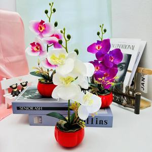 Orchidées Phalaenopsis artificielles, rouge kaki, bonsaï 30 cm, décoration pour la maison et les mariages, plantes en pot en soie et plastique - Product Image 1