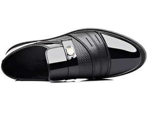 Chaussures habillées formelles pour hommes, mocassins en cuir PU brillant, bout rond, chaussures de bureau, de mariage et de cérémonie - Product Image 3