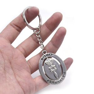 Jerusalem Keychain Oval Zinc Alloy Embossed Pendant Metal Jewelry Gift - Product Image 5