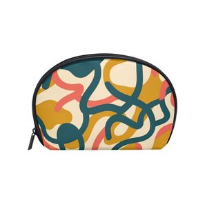 Low MOQ Abstract Line Print Waterproof Toiletry <b>Pouch</b> Custom Cosmetic <b>Pouch</b> Portable <b>Travel</b> Zipper Makeup Bag - Product Image 2