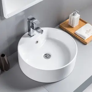 Luxo Sanitária Ware Table Top Branco Lavatório Arte Pia Do Banheiro Lavatório De Cerâmica