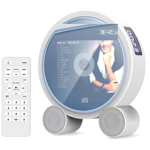 Retro Round CD Player With Sleep Timer And Remote Control FM Radio Dual Stereo <b>Speakers</b> For Bedside Home Decor Gift - Product Image 2