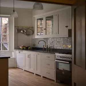 PVC tủ bếp thiết kế tùy chỉnh bằng gỗ hiện đại tủ bếp với cắt sẵn Granite bàn