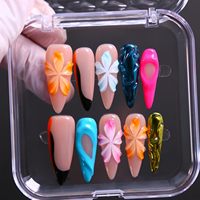 Ongles en acrylique à pression, faits à la main, forme stiletto, couvrance totale, avec colle, pré-dessinés, 10 pièces