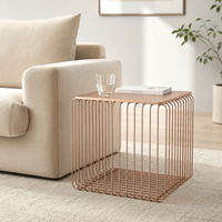 Table d'appoint ronde moderne avec cadre en métal doré et plateau en bois, marbre, bambou ou résine, table basse pour salon, OEM ODM