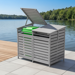 2 Contenitori di Stoccaggio <span class=keywords><strong>in</strong></span> <span class=keywords><strong>Legno</strong></span> per Esterni da 240L, Bidone per Riciclaggio Ecologico con Coperchio - Product Image 1