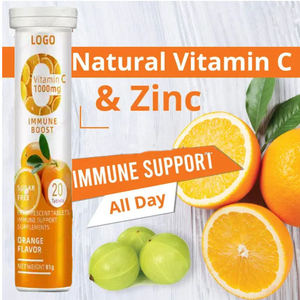 Comprimés effervescents de vitamine C et de zinc ASAP, complément alimentaire de qualité alimentaire pour adultes, avec service de marque privée - Product Image 2