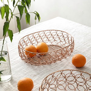 Round Metal <b>Storage</b> <b>Basket</b> Minimalist Design Kitchen Fruit Holder Durable Welded Wire <b>Mesh</b> Single Tier - Product Image 1