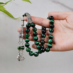 YS376 <strong>Emerald</strong> Green Tiger Eye Rosary Tasbih Tasbeeh Tiger Eye <strong>Beads</strong> Rosaries Bulk Green Tiger Eye Islamic Muslim Prayer <strong>Beads</strong> - Product Image 3