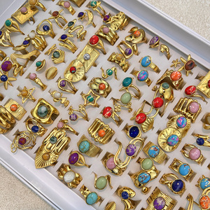 MW Wholesale Factory Directly Non Fading Mix Styles Retro Stones <strong>Rings</strong> Stainless Steel <strong>Moissanite</strong> Adjustable <strong>Men</strong> Women <strong>Rings</strong> - Product Image 1