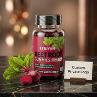 Gummies de vitalité sans sucre à la betterave, complément alimentaire naturel à base de racine de betterave rouge, fabrication GMP, étiquette privée personnalisée