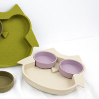 PAISEN 2022 Nouvelles idées de produits pour bébés Assiette à ventouse en silicone de qualité alimentaire en forme de hibou Vaisselle pour bébé Fournitures d'alimentation