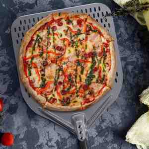 Pala para Pizza de Aluminio Anodizado Duro Perforado Cuadrado de Alta Calidad, Pala para Girar Pizza en Horno, Logotipo Personalizado - Product Image 4