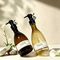 Bouteille pompe en plastique PET 500 ml, vide, style rétro, conteneur cosmétique, logo personnalisé, couleur au choix pour emballage de shampoing et gel douche