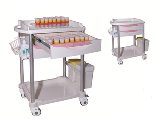 รถเข็นยาระงับความรู้สึกแบบมีลิ้นชักทำจากพลาสติก ABS ใช้ในโรงพยาบาลรถเข็นรักษาฉุกเฉิน - Product Image 2