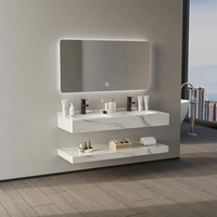 Meuble sous-vasque de salle de bain moderne de luxe Ovale Rectangulaire Marbre Pierre Couleur Blanc Armoires en céramique