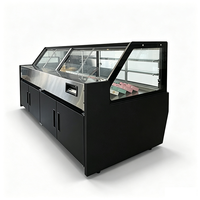 Vitrine réfrigérée commerciale à température unique, ouverte, en verre, pour charcuterie, avec ventilateur, contrôle numérique automatique