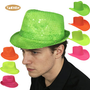 YACHEN Glitter Western Disco Dance Sparkly Kleurrijke Neon Pailletten <span class=keywords><strong>Cowboy</strong></span> Cowgirl Feesthoeden voor Bruiloft Cosplay Props Benodigdheden - Product Image 1
