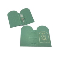Carte d'échantillon de parfum en forme unique, couleur verte, impression dorée mate, flacon de 2ml/3ml/5ml/10ml, petits flacons d'échantillons de parfum