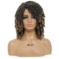 Perruque afro synthétique pas cher résistant à la chaleur Faux Locs Transparent Elastique Mesh Cap Kinky Twist Big Afro Perruques pour les femmes