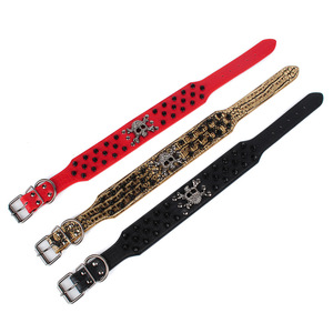 Venta caliente ajustable gato perro Collar duradero Spike remache cráneo diseño Anti-mordedura mascota plomo hecho de aleación de plástico sólido Popular - Product Image 4