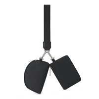   Portefeuille porte-clés portable en nylon pour femme avec dragonne, porte-monnaie et porte-cartes, mini portefeuille à monnaie motif citron