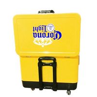 Chariot de transport portable 3-en-1 pour extérieur, petit glacière-réfrigérateur, table de rangement en plastique et métal avec quatre roues