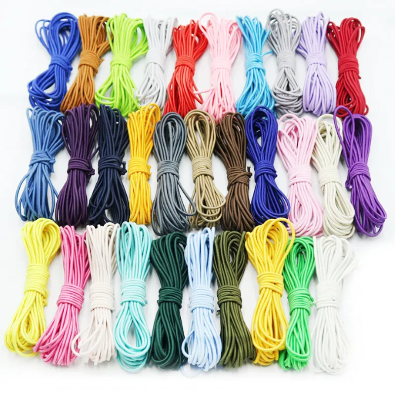 Durable and fashion rubber elastic drawstring cord ropes with customized rainbow colors for luggage and hair braiding