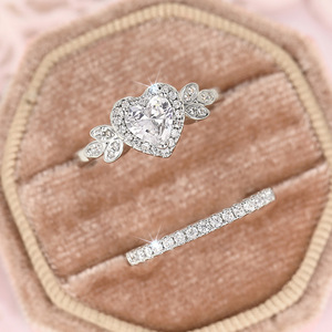 Anello a Cuore per Coppie, Elegante Gioiello con Zirconi per Proposta di Matrimonio, Regalo Romantico di Moda - Product Image 5
