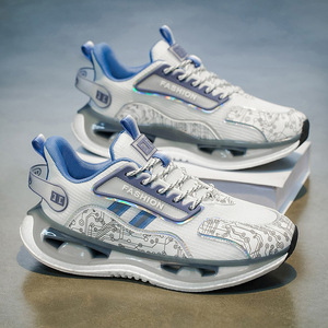 Zapatillas Deportivas Blancas para Hombre de Alta Calidad con Amortiguación, Zapatillas Blancas Lisas para Hombre que Aumentan la Estatura - Product Image 2