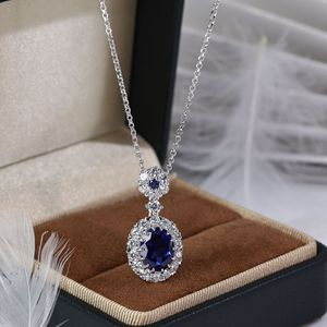 <span class=keywords><strong>Collana</strong></span> in <span class=keywords><strong>zaffiro</strong></span> <span class=keywords><strong>blu</strong></span> reale classica a 5 carati con argento S925 con ciondolo pregiato a forma geometrica coltivata Caibao 925 oro Sterling - Product Image 6