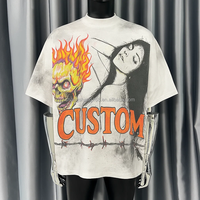 T-shirt graphique personnalisé DTG, coupe ample et épaisse, effet délavé soleil et délavé à l'acide pour homme