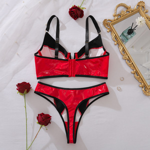 จูบฉันสิ แองเจิล ชุดชั้นในเซ็กซี่แบบใหม่ <span class=keywords><strong>หนัง</strong></span> PU สีเข้ากัน ดีไซน์คอวีลึก ยกกระชับ สำหรับผู้หญิงวัยผู้ใหญ่สุดเซ็กซี่ - Product Image 3