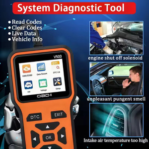 Lecteur de codes OBD2 V500, outil de diagnostic automobile, orange, lecture complète du système, flux de données en temps réel, test de batterie - Product Image 4