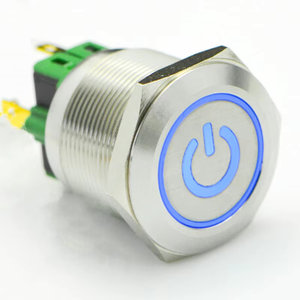 ELEWIND Interrupteurs à bouton-poussoir en acier inoxydable 25mm momentané ou à verrouillage 1NO1NC avec symbole d'alimentation (PM251F-11ET/B/12V/<span class=keywords><strong>SCE</strong></span> ROHS) - Product Image 1