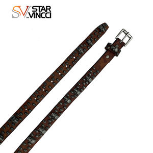 कारखाने प्रत्यक्ष उच्च अंत बहुमुखी गैंडा खोपड़ी पंक हिप हॉप शैली विंटेज वास्तविक चमड़े के बेल्ट पुरुषों के लिए विंटेज वास्तविक चमड़े के बेल्ट - Product Image 2