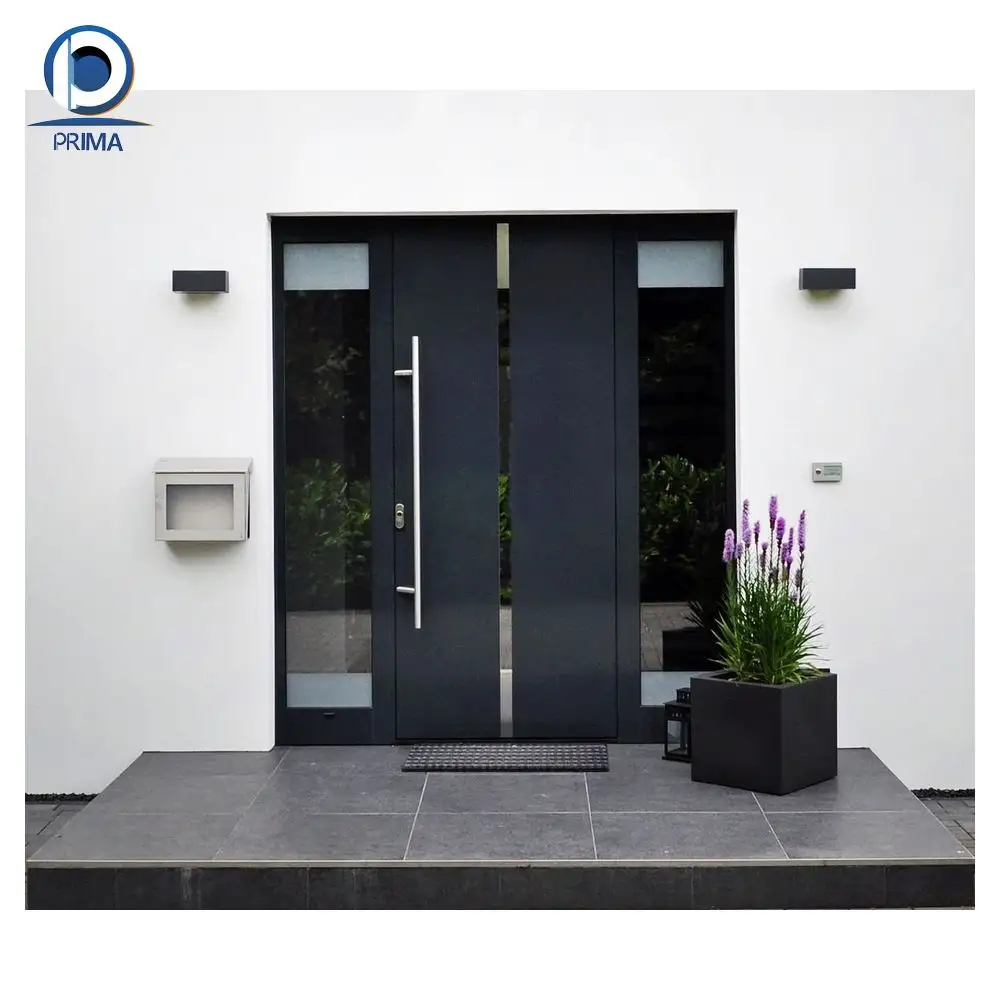 Puerta de acero personalizada guardia seguridad Hotel guardia cerradura puertas de acero decorativas puerta de acero exterior barata